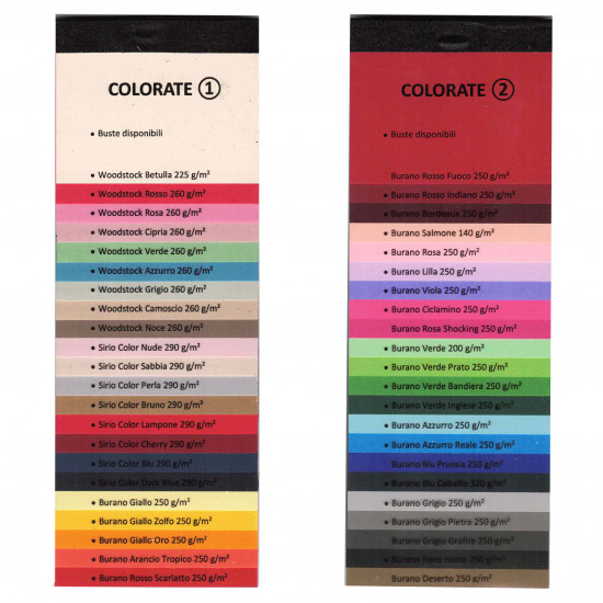 Campionario carte colorate – Colorate 1 e Colorate 2