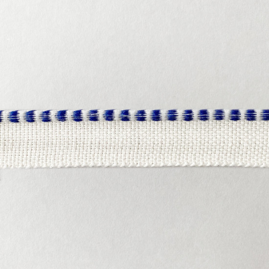 Capitello adesivizzato in tessuto bicolore bianco e blu per copertine per tesi