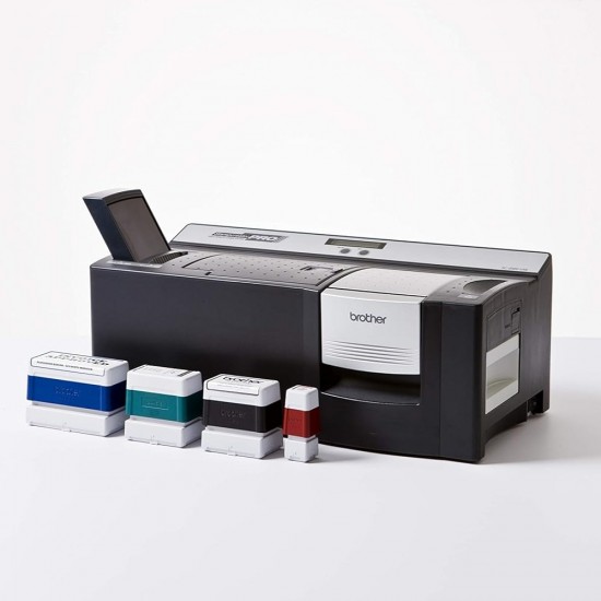 Brother SC-2000USB con esempi di timbri preinchiostrati prodotti in 4 colori