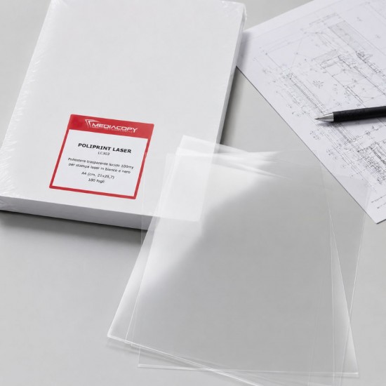 Poliprint Laser – Film trasparente in poliestere lucido per stampanti laser