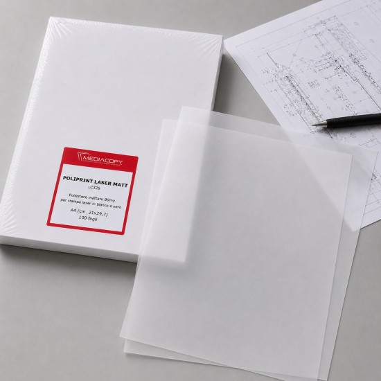 Poliprint Laser Matt – Film in poliestere bimattato per stampanti laser monocromatiche