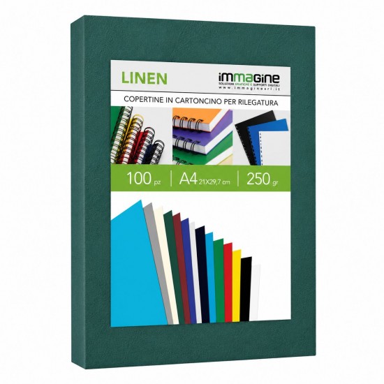 Copertine in cartoncino Linen verde A4 250 g per rilegature