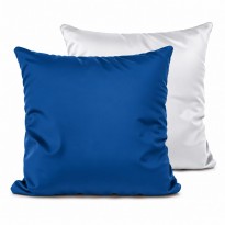 Federa cuscino bicolore 40×40 cm Bianco/Blu in poliestere con retro blu in cotone