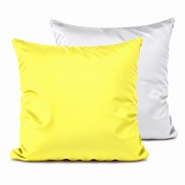 Federa cuscino bicolore 40×40 cm Bianco/Giallo con fronte bianco in poliestere e retro giallo in cotone
