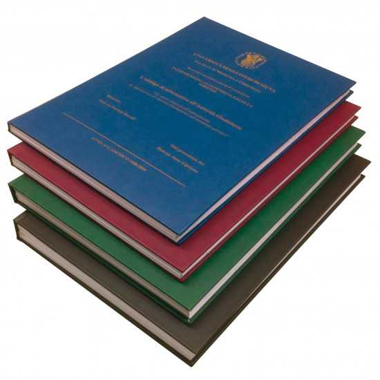 Copertine per tesi in similpelle personalizzate con foil oro e argento tramite carta transfer TESI